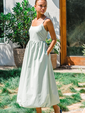 CELINA BALLOON HEM MIDI DRESS