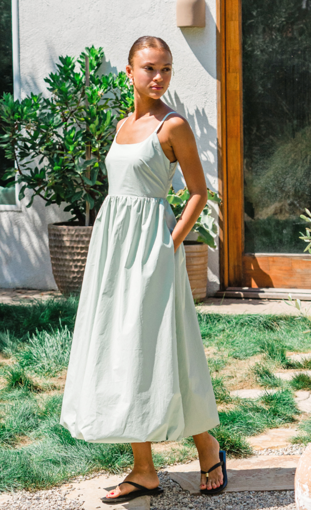 CELINA BALLOON HEM MIDI DRESS