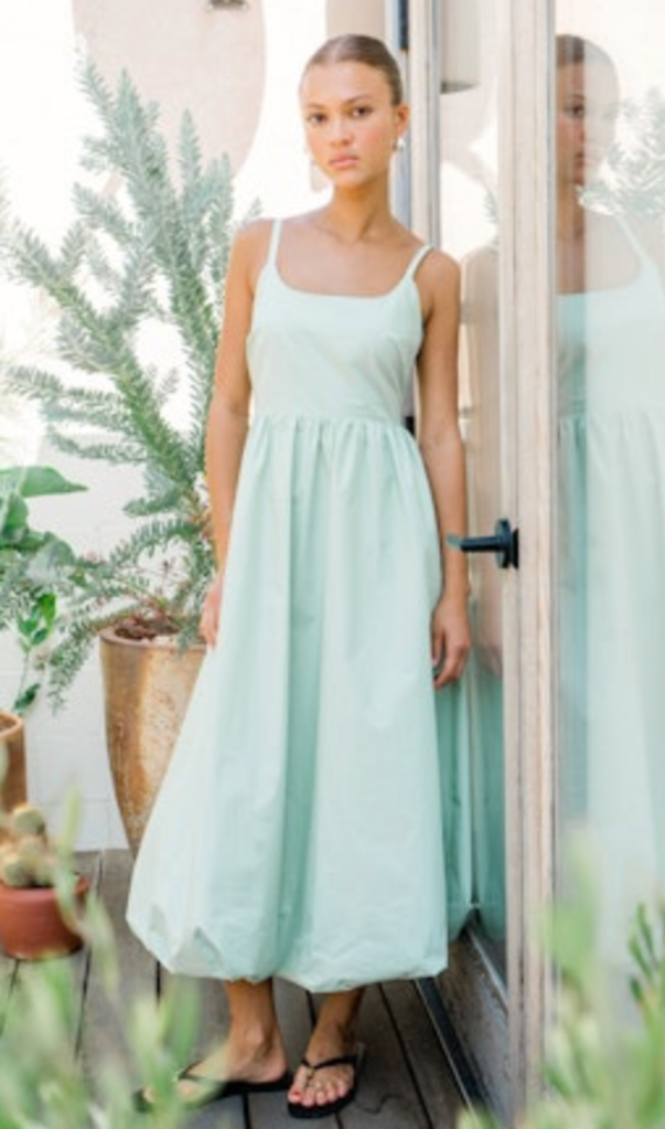 CELINA BALLOON HEM MIDI DRESS