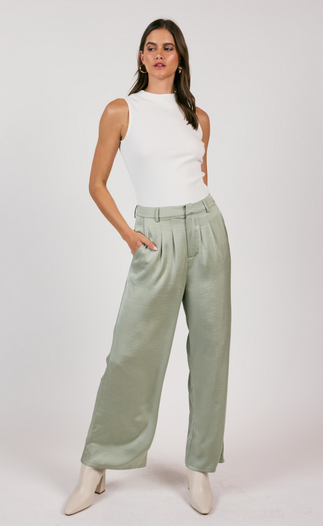 SAGE THE LABEL CULTURE SATIN WIDE LEG PANT