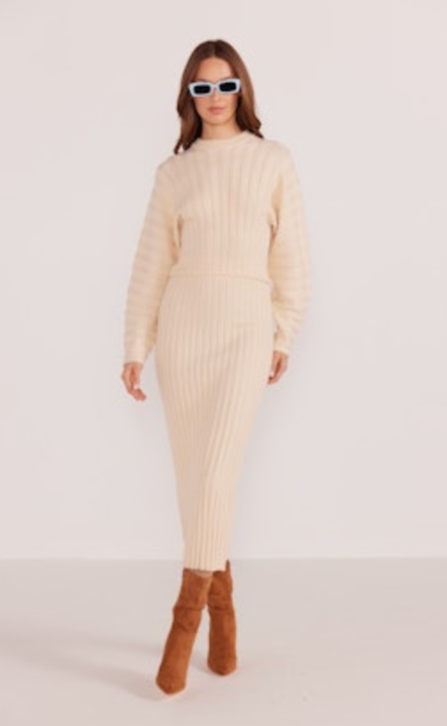 MINKPINK LAYLA SCULPTED RIB SWEATER
