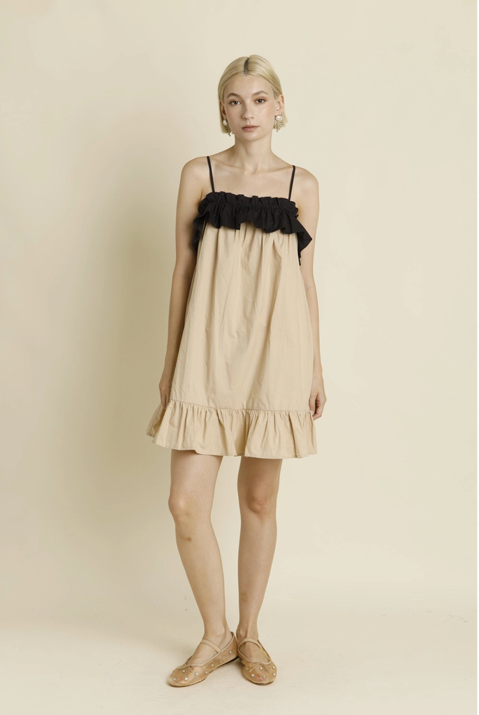 AUREUM COLORBLOCK RUFFLE BABYDOLL DRESS