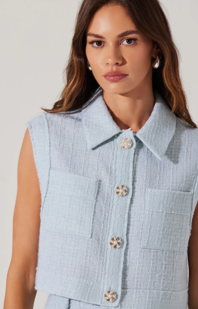ASTR THE LABEL JHENE TWEED S/L TOP