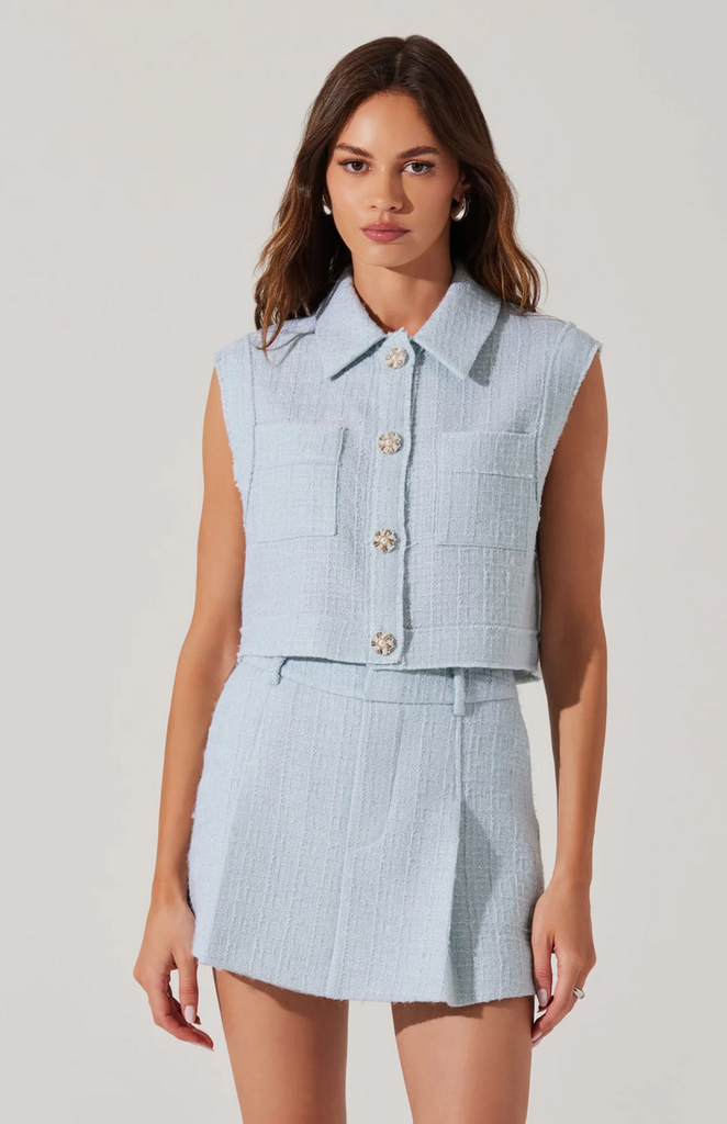 ASTR THE LABEL JHENE TWEED S/L TOP