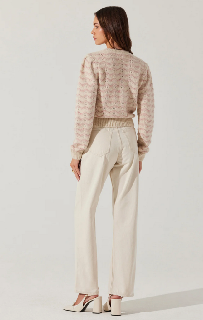 ASTR THE LABEL JAYLANI STRIPED POINTELLE SWEATER