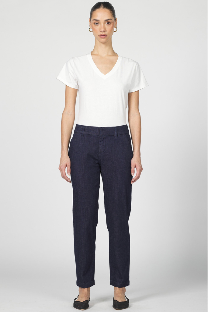 DEAR JOHN HAMPTON MID RISE TROUSER CUT ANKLE PANT