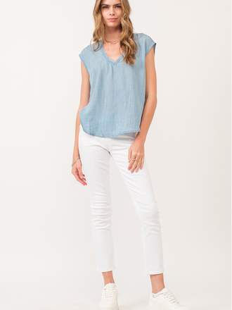 DEAR JOHN BLAIRE MID RISE SLIM STRAIGHT JEANS WHITE