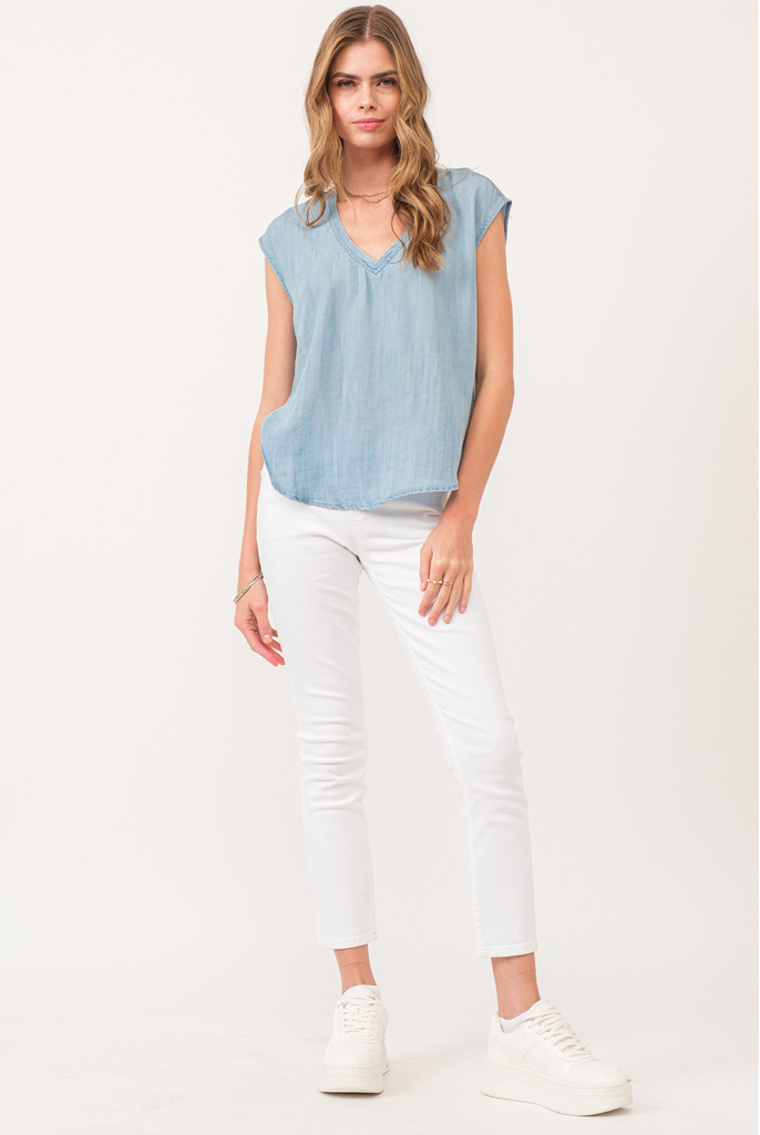 DEAR JOHN BLAIRE MID RISE SLIM STRAIGHT JEANS WHITE
