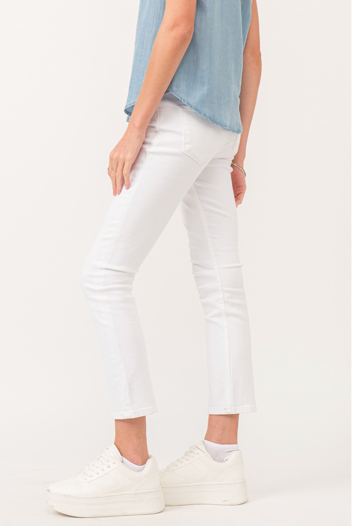 DEAR JOHN BLAIRE MID RISE SLIM STRAIGHT JEANS WHITE
