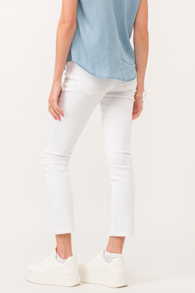 DEAR JOHN BLAIRE MID RISE SLIM STRAIGHT JEANS WHITE