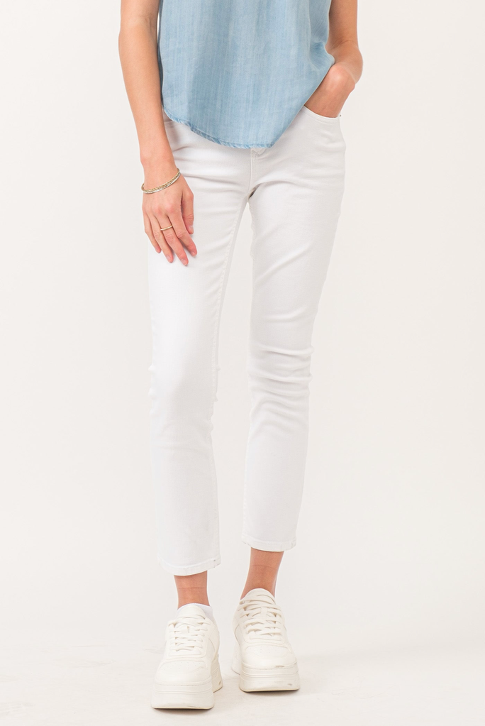 DEAR JOHN BLAIRE MID RISE SLIM STRAIGHT JEANS WHITE
