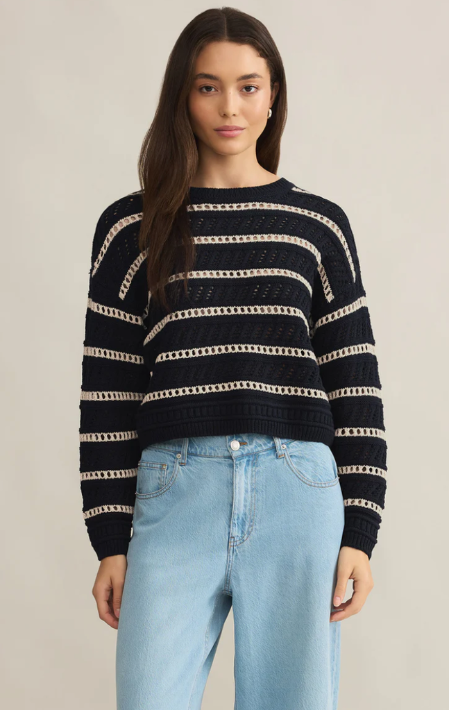 Z SUPPLY ESTERO STRIPE CROPPED SWEATER