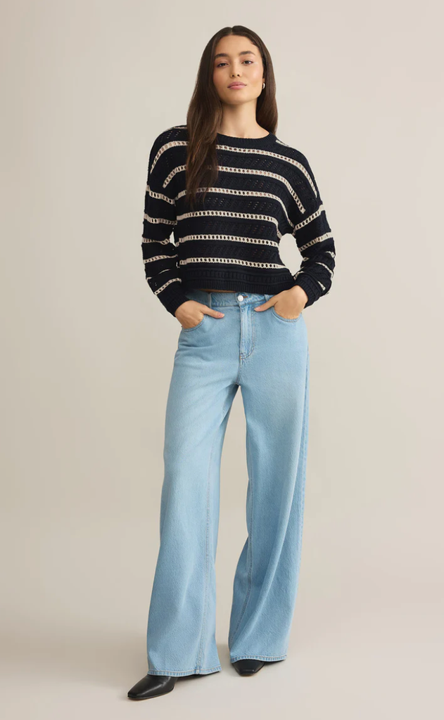 Z SUPPLY ESTERO STRIPE CROPPED SWEATER