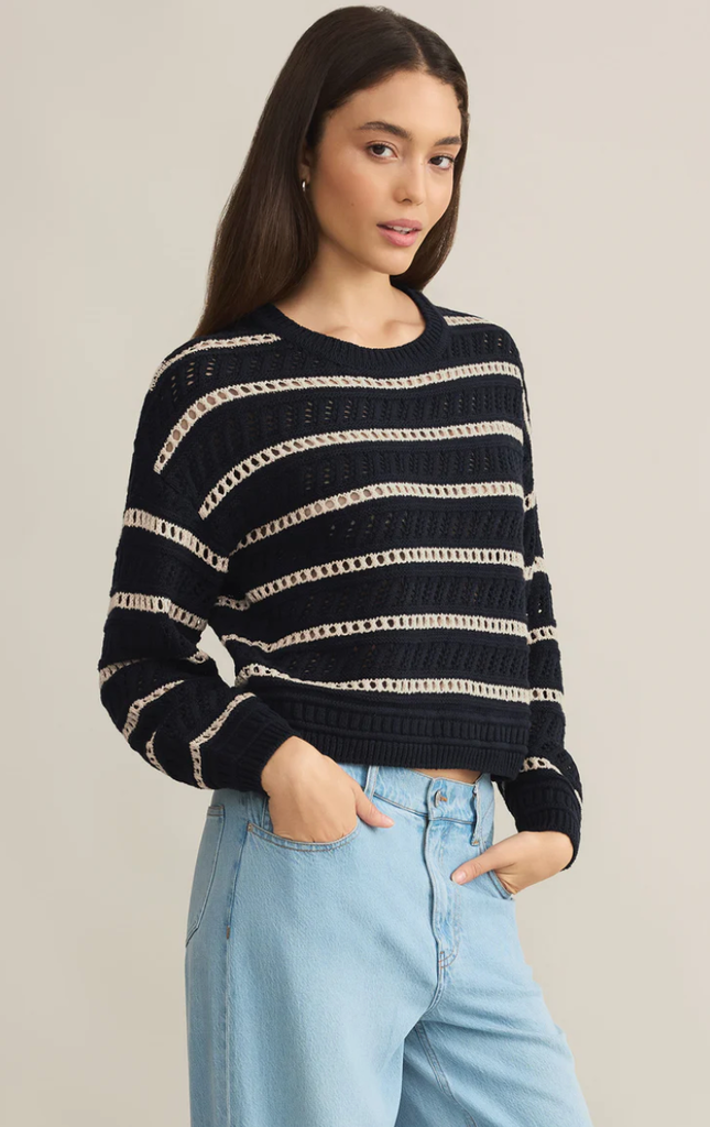 Z SUPPLY ESTERO STRIPE CROPPED SWEATER