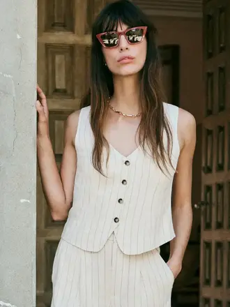 Z SUPPLY BELFORT PINSTRIPE LINEN VEST