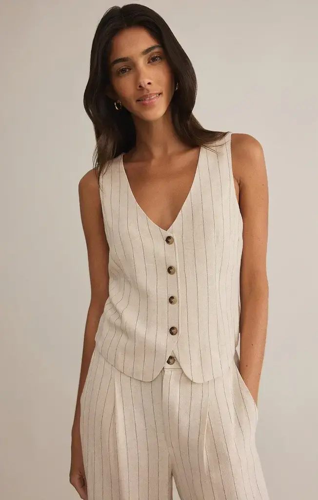 Z SUPPLY BELFORT PINSTRIPE LINEN VEST