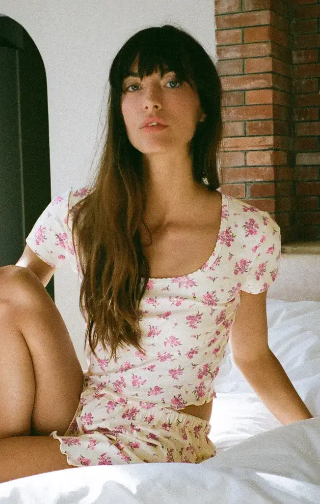 Z SUPPLY LOUNGE FLOWER MARKET DITSY POINTELLE TEE
