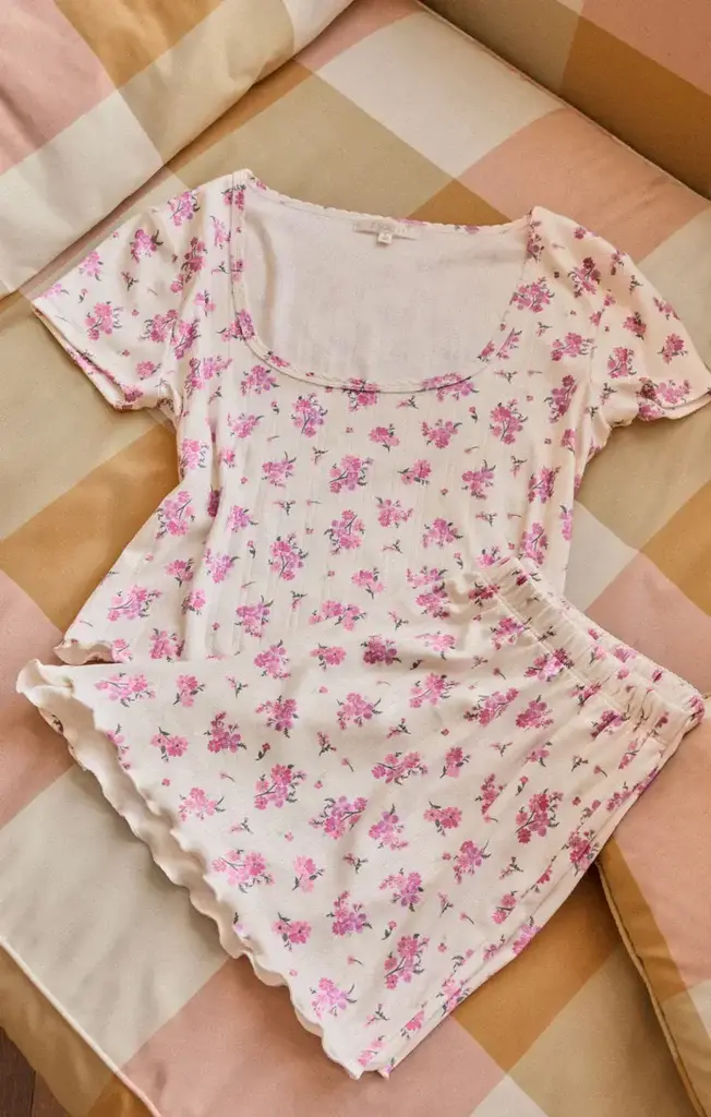 Z SUPPLY LOUNGE FLOWER MARKET DITSY POINTELLE TEE
