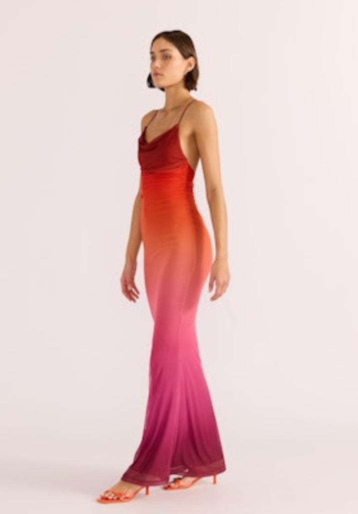 MINKPINK COSIMA OMBRE MESH MAXI DRESS