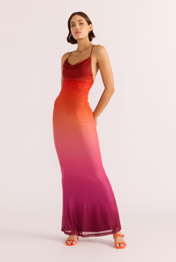 MINKPINK COSIMA OMBRE MESH MAXI DRESS