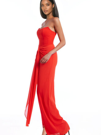 JEWEL BADGLEY MISCHKA DAISY S/L DRAPED WAIST GOWN