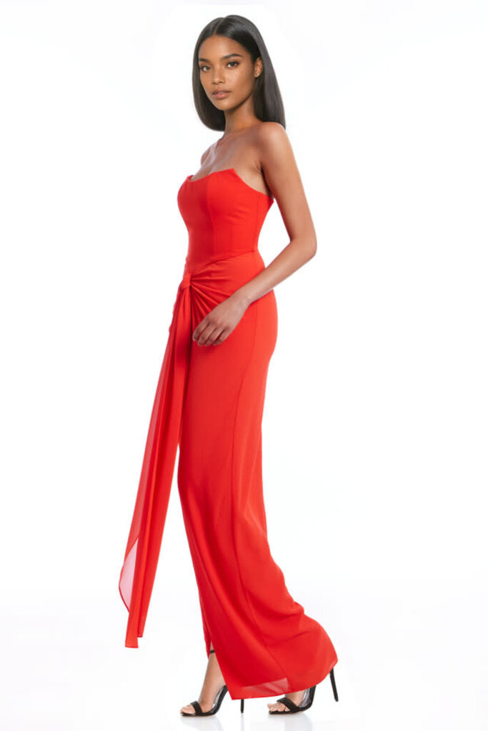 JEWEL BADGLEY MISCHKA DAISY S/L DRAPED WAIST GOWN