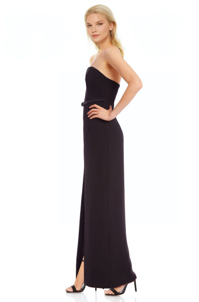 JEWEL BADGLEY MISCHKA DELPHINE BELTED S/L COLUMN GOWN