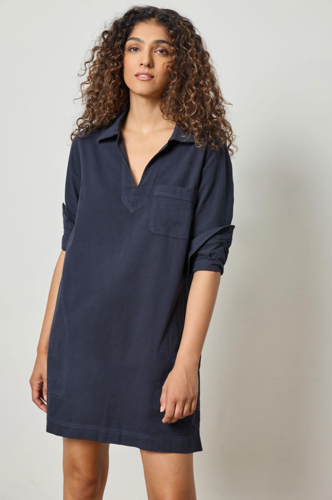 SPLIT NECK COLLARED DRESS