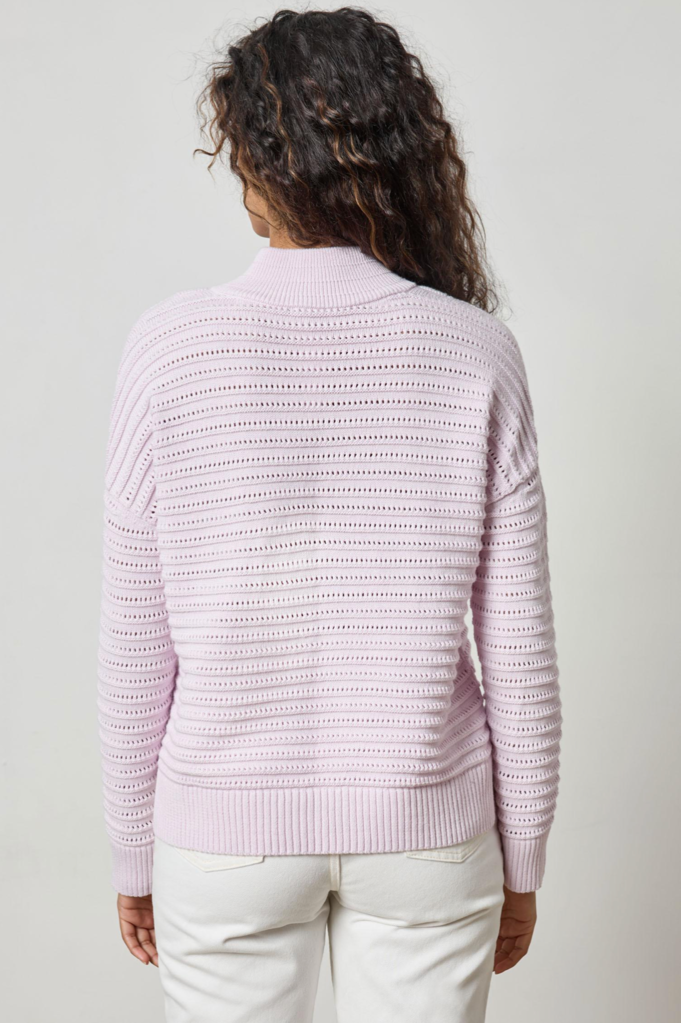 POINTELLE HALF ZIP SWEATER