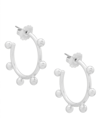 SMALL BEAD ACCENT HUGGIE EARRING