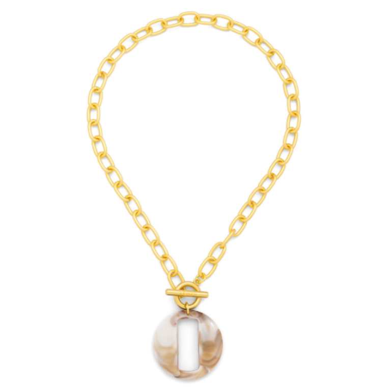 MARBLED PENDANT LINK COLLAR NECKLACE