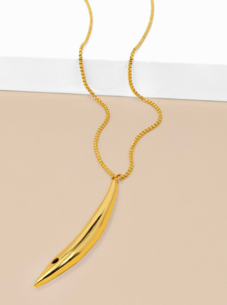 CURVED SPINDLE CHARM LONG NECKLACE