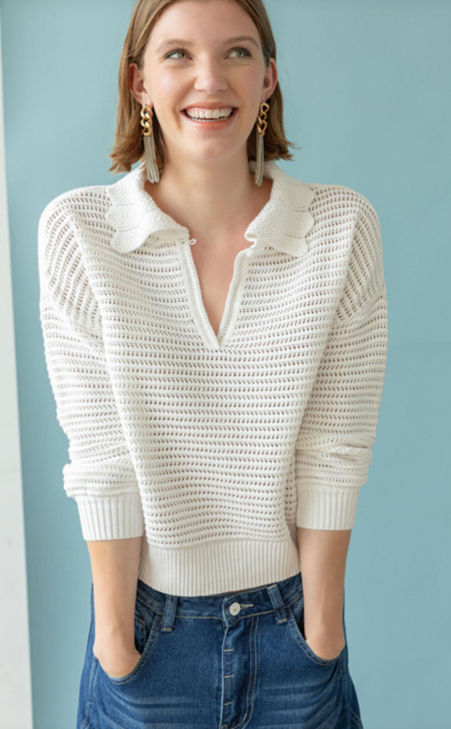 SCALLOPED COLLAR SWEATER