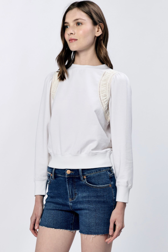 ANOTHER LOVE CECILY LACE DETAIL CREW NECK TOP