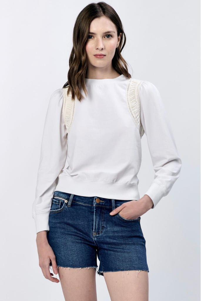 ANOTHER LOVE CECILY LACE DETAIL CREW NECK TOP