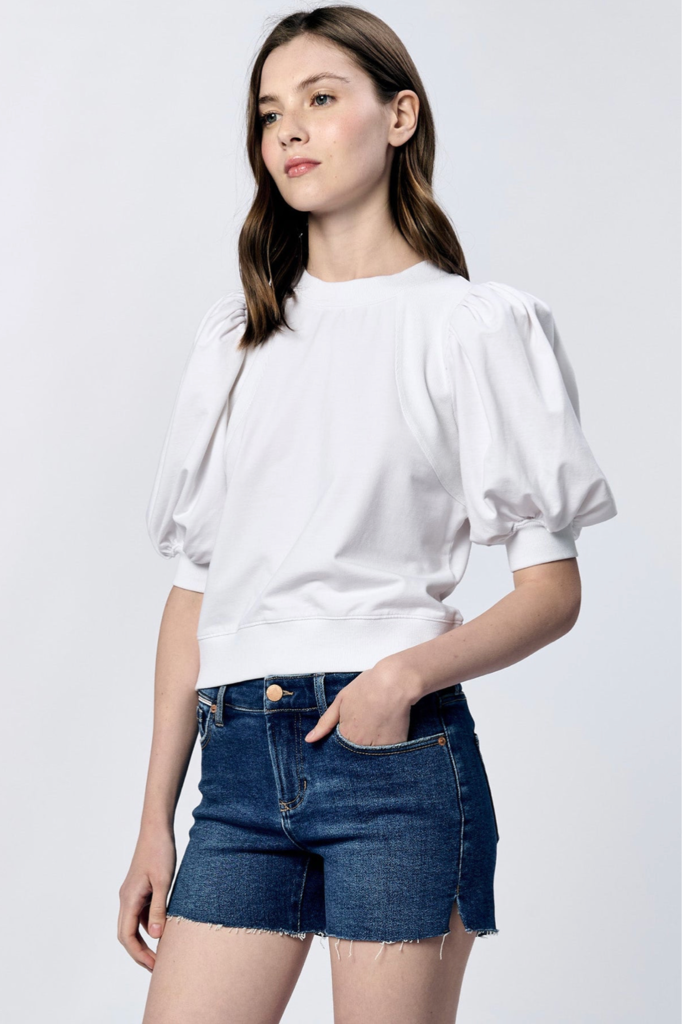 ANOTHER LOVE MELINA PUFF SLEEVE CREW NECK TOP