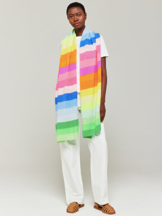 BRODIE FINE CASHMERE STRIPE UP TRAVEL  WRAP