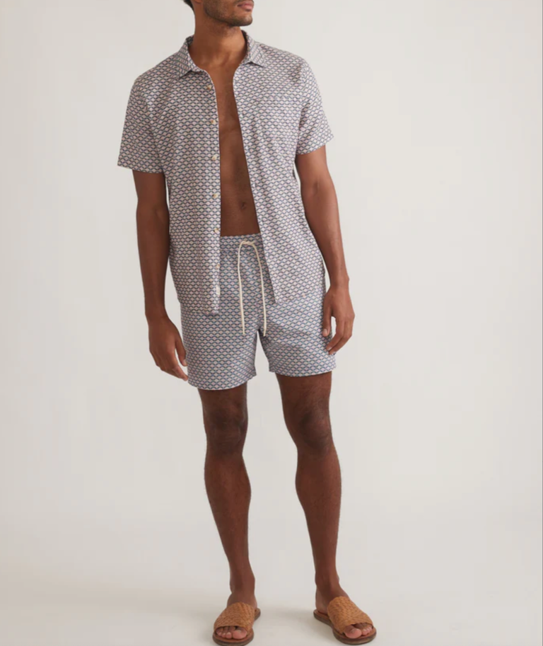 MARINE LAYER LINED SPORT AND SWIM SHORT 6"