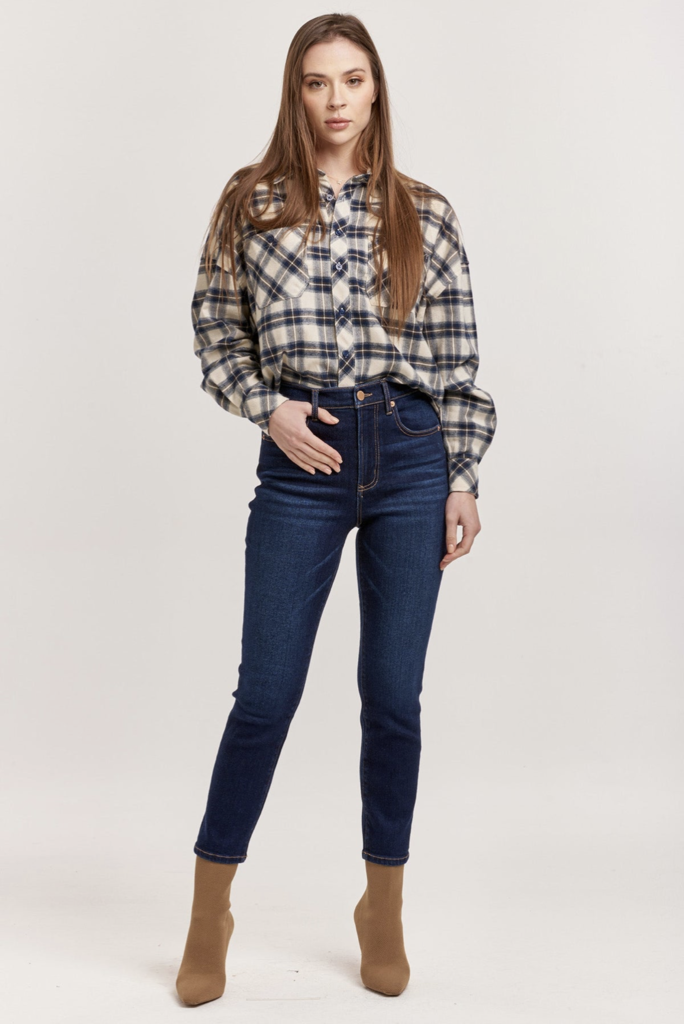 DEAR JOHN STELLA HIGH RISE CROPPED SLIM STRAIGHT FIT JEANS