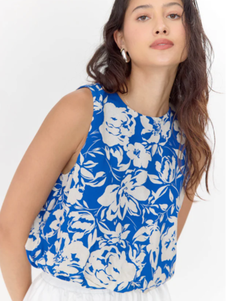 DEVON PRINT SLEEVELESS BUBBLE TOP