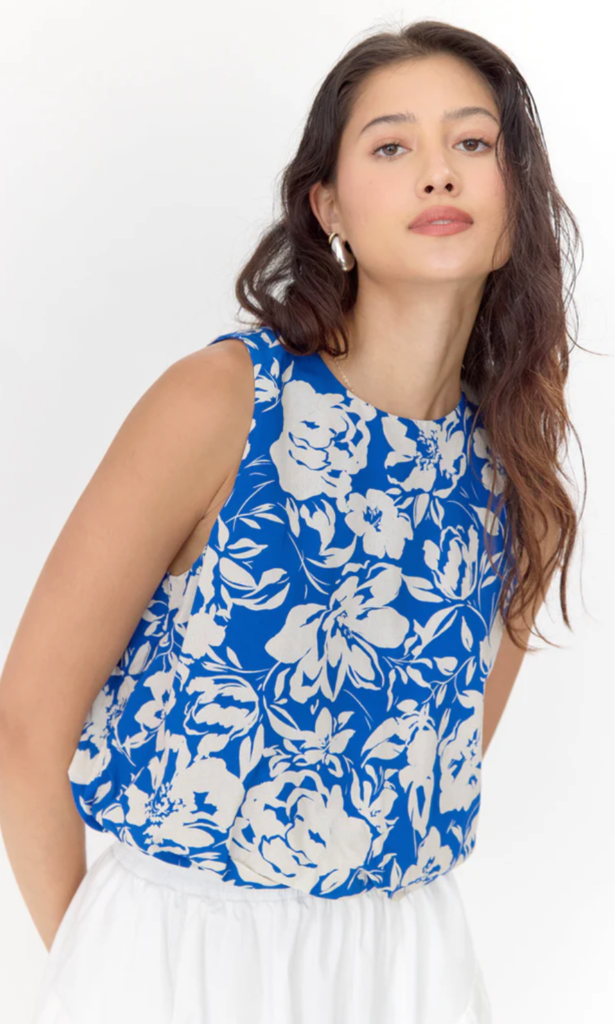 DEVON PRINT SLEEVELESS BUBBLE TOP