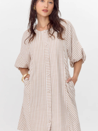 KYRA STRIPE BUTTON FRONT MINI DRESS