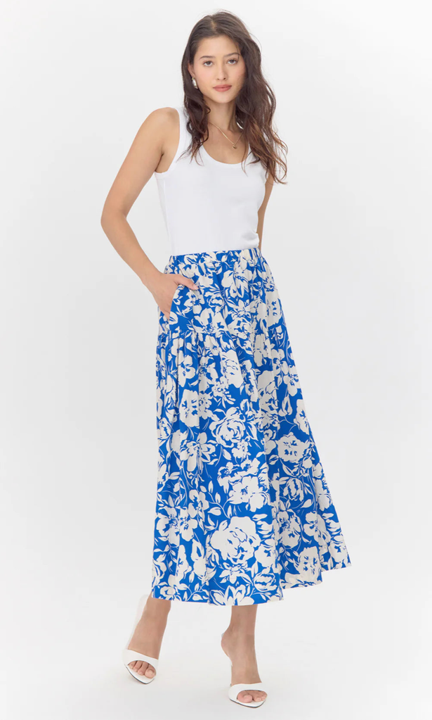 KELDA DROP WAIST PRINT MAXI SKIRT