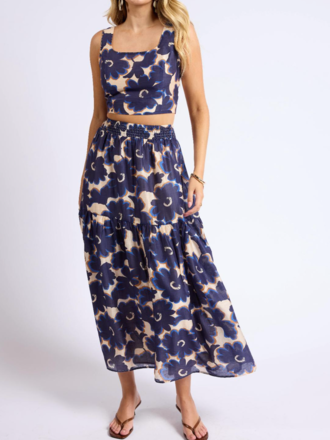 SAGE THE LABEL FLORA SQUARE NECK FITTED CROP TOP