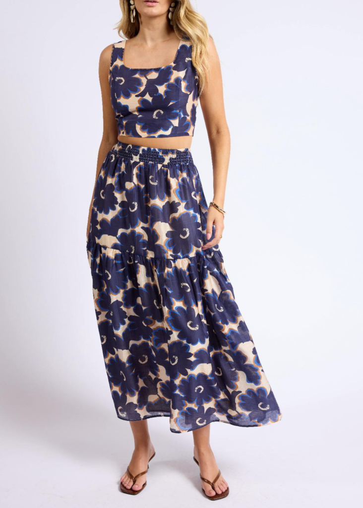 SAGE THE LABEL FLORA SQUARE NECK FITTED CROP TOP