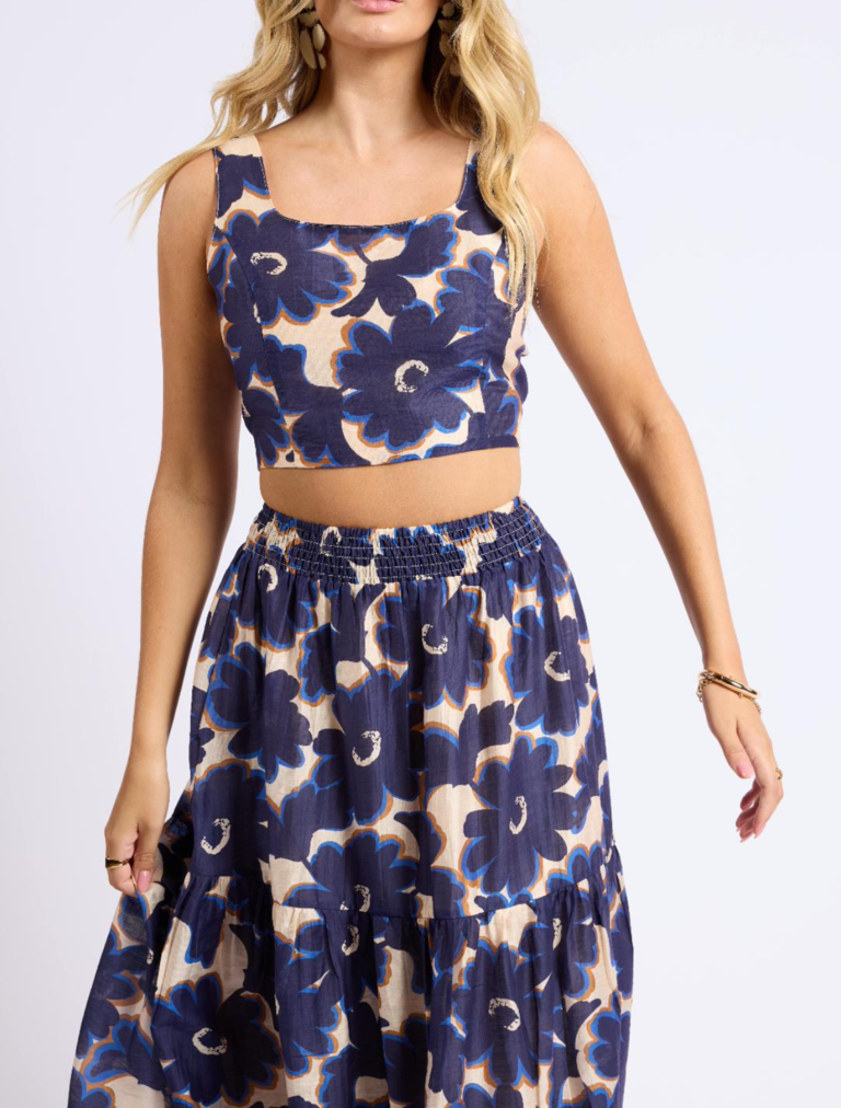SAGE THE LABEL FLORA SQUARE NECK FITTED CROP TOP