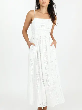 PORTIA COTTON EYELET MIDI DRESS