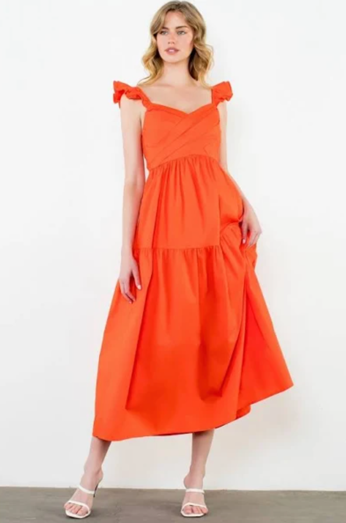 Tiered Poplin Maxi Dress