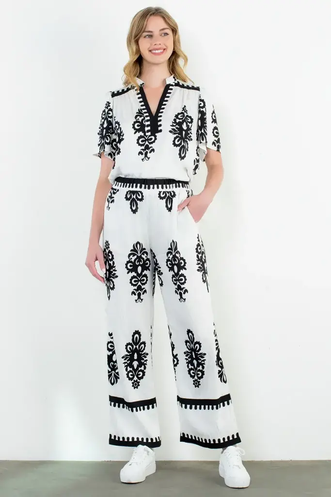 Wide Leg Print Pant
