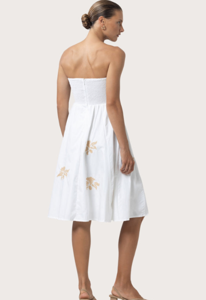 LUSANA ZAYN EMBROIDERED POPLIN DRESS